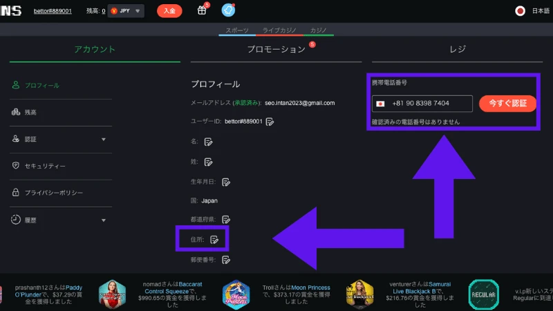 ボンズカジノ ボーナスコード 登録方法 5