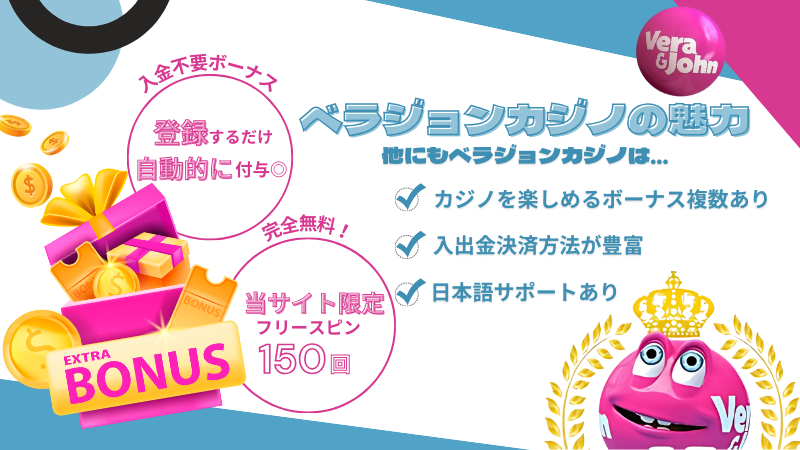 ベラジョンカジノ 入金不要ボーナス まとめ